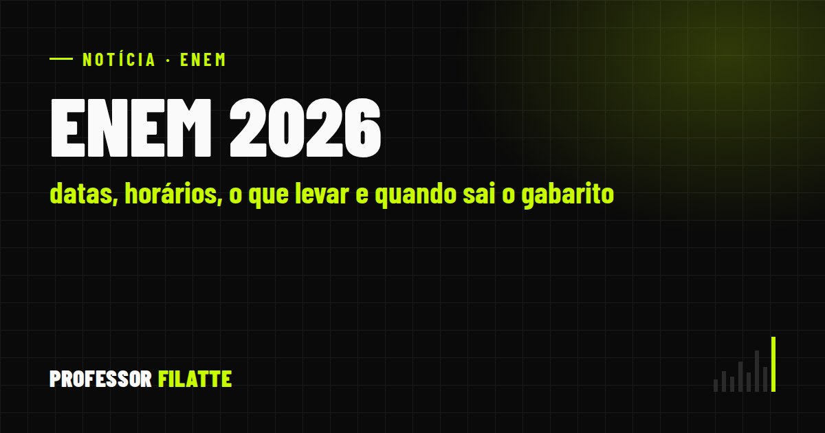 Enem 2026: datas, horários, o que levar e quando sai o gabarito