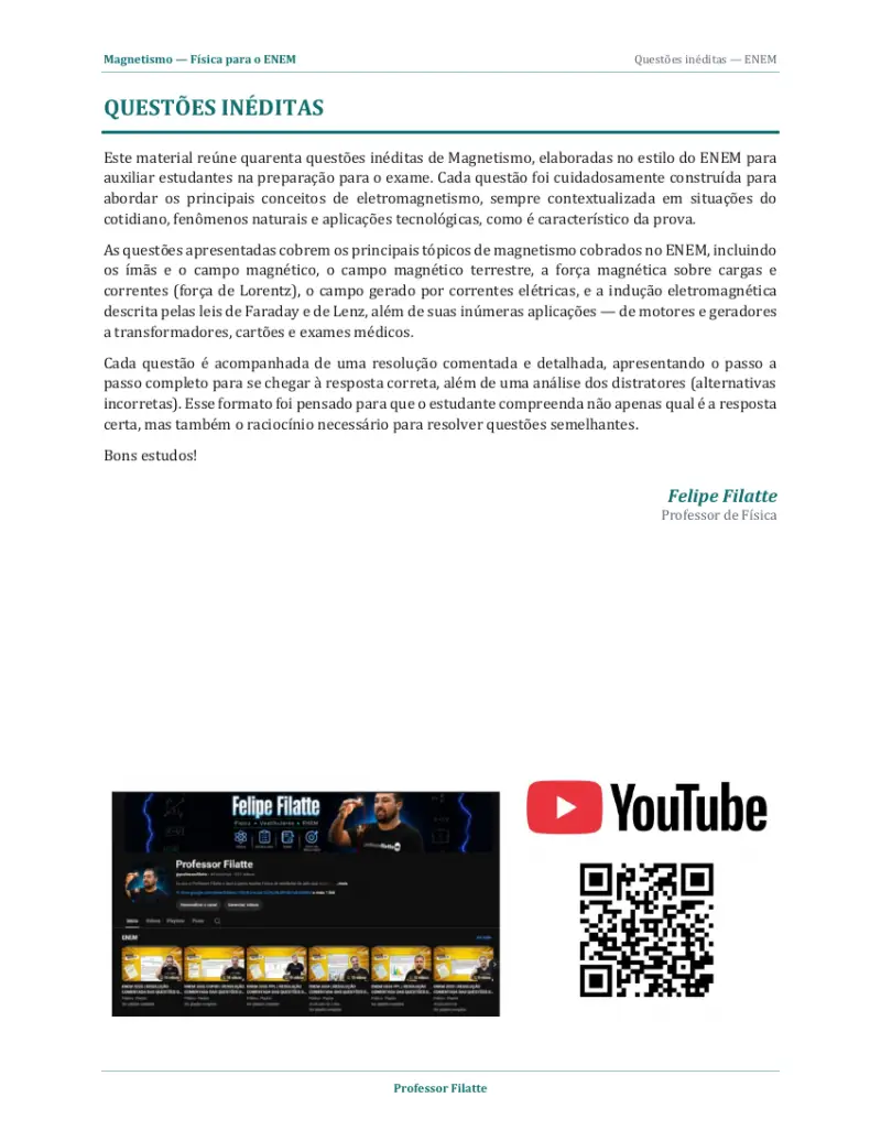 Enunciado da questão — Magnetismo