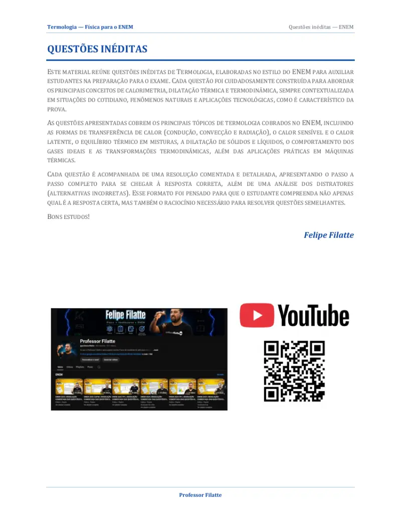 Enunciado da questão — Termologia